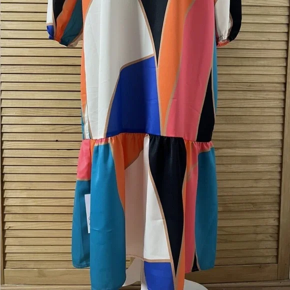 Never Fully Dressed Blue Pink Long Sleeve Maxi Dress Sundress - US 8 / UK 12 - Picture 4 of 7